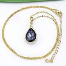 Navachi 18k Gold Plated Water Drop Pear-Shaped  Pendant Necklace 16inch+2inch{Inchcolor_nameinch:InchGrayinch} - 鋯石灰 - 查看 5