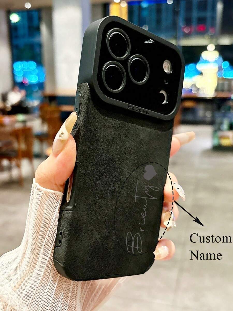 Personalized DIY Initial Name Faux Leather Phone Case, Compatible With Iphone 17/16/15/14/13/12/11 Pro Max Plus/17 Pro, Lens Shock Protection Back Cover