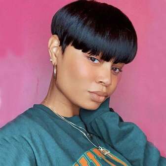 15 cm kort peruk, kort pixieperuk, kort rak peruk, kort syntetisk peruk