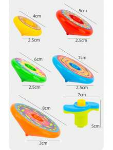 1 Set Spinning Top Toy, Rotating Gyro Toy, Interactive Toy For Kids, Children's Party Supplies, Birthday Gift For Boys And Girls, Christmas Gift (Some Parts, Sticker Pattern Colors Random, Handmade Measurement May Have Slight Deviation) - Multicolor - View 7