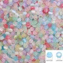 300 piezas de cuentas de vidrio de ojo de gato de 4 mm (6/0) de colores aleatorios tipo macarrón - Ideales para hacer joyas DIY, adecuadas para collares, pulseras, tobillos, cadenas de cintura, manualidades DIY, patrones de joyería, suministros para hacer joyas DIY