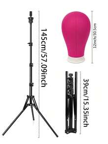 57 Inch Foldable Tripod Stand With Canvas Head Mold & Colorful Needles, Ideal For Fake Display & Practice Use - Multicolor - View 2