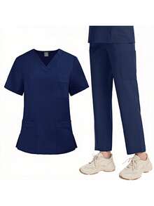 Tạm biệt nỗi xấu hổ vì bạc màu! Đồng phục y tế đa năng, sử dụng được trong nhiều hoàn cảnh, thiết kế 3D, giữ dáng bền lâu, không phai màu dành cho nữ, bảo hành đổi trả nếu bị hư hỏng. Mùa xuân - Màu xanh hải quân - Xem 5