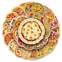 50pcs Food Pizza Snack Dessert Cute Aesthetics Stickers Ins Funny Love Doodle Cartoon Art Cool Deacls Pack Halloween Christmas Decoration Adults Suitcase Bottle DIY Laptop Skateboard Luggage Party Gift