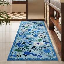 Rugcomf - Alfombra para sala de estar, 6 x 9 pulgadas, lavable a máquina, estilo bohemio, antideslizante, floral, clásico, de pelo bajo, alfombra grande para sala de estar, recámara, granja, comedor,(2'x10' Azul) - Tipo33 - Ver 7