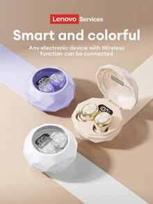 Lenovo 联想 LE206 迷你隐形睡眠蓝牙耳机，佩戴舒适，物理降噪，ENC 麦克风降噪，环绕立体声，高品质音频，超长续航，低延迟，硅胶耳塞，适用于运动、游戏、音乐、睡眠等场景，无线耳机，兼容智能手机和电脑。 - 白色 - 查看 4