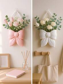 1/2个粉色/白色蝴蝶结悬挂花瓶，装饰花瓶，花瓶，墙面装饰，适用于客厅/卧室 - 彩色 - 查看 3