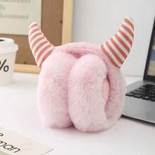 鹿角加厚绒面耳罩，成人冬季保暖耳罩，羊毛耳罩，条纹耳套，防寒保暖耳套 - 彩色 - 查看 5