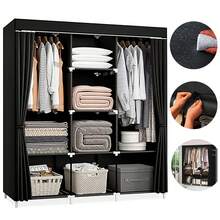 Guarda Roupas Armário Dobrável Organizador Multiuso Preto - Preto - Visão 1