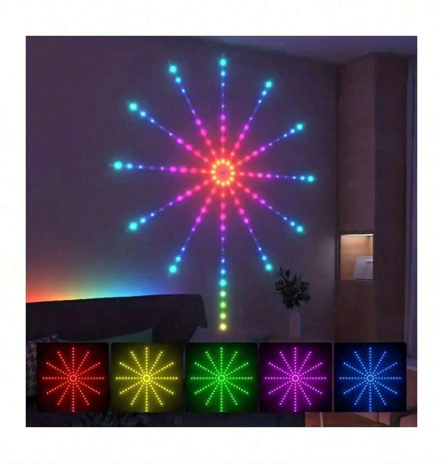 Luces LED inteligentes, Sebami Luces de fuegos artificiales con control remoto y aplicación, RGB Fireworks luces LED para dormitorio, fiesta, bar, dormitorio, pared - Multicolor - Ver 1