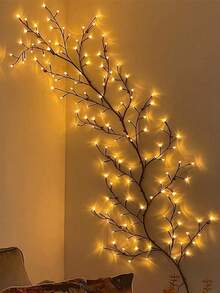 1个1.8米/5.9英尺人造树枝灯，柔软灵活的柳枝造型，USB供电，8种模式，96/144颗LED灯珠，适用于室内客厅和卧室装饰、室内氛围照明、派对、聚会、生日礼物、万圣节和圣诞节装饰灯。 - 藤條LED燈 - 查看 8