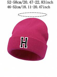 1 Buah Topi Rajut Anak dengan Pola 26 Huruf, Topi Rajut Warna Polos, Topi Anak Perempuan, Topi Hangat untuk Aktivitas Luar Ruangan, Musim Gugur/Dingin - Hot Pink - View 5