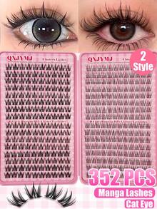 352pcs/32rows Cartoon Style Eyelash Clusters, Anime Eyelash Extensions, Natural Looking Eyelash Clusters, Fairy Eyelash Clusters, Suitable For Beginners, Halloween, Christmas, Party