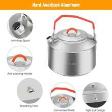 不锈钢便携式轻便茶壶不锈钢野营水壶 - 便携耐用，适合户外野餐、钓鱼、野餐、可重复使用的茶壶手冲咖啡壶，