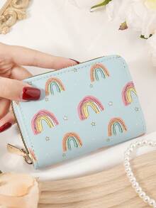 Rainbow Pattern Wallet,Women's Credit Card Wallet, Large Capacity Multi Card Holder, Double Zipper Card Holder,Fashion,Modern,Business,For Anniversary,For Christmas,On Valentine Day,For Birthday Gift,For Gift,For Lover For Women,For Girls,For Lady,For Female,Bag School Supplies For School Dorm Room & Back To School