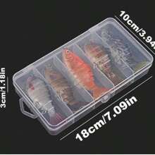 Set de 5 señuelos de pesca de agua salada con caja de almacenamiento, señuelos de pesca de múltiples secciones, kit de señuelos de pesca, adecuado para pesca de mar, captura de peces grandes con caja de almacenamiento