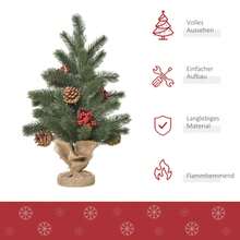 HOMCOM Artificial Christmas Tree 50 Cm With 55 Branches, 4 Red Berries And 4 Pine Cones, Stable PE And Cement Base, Ø28 X 50 Cm - Green - View 4