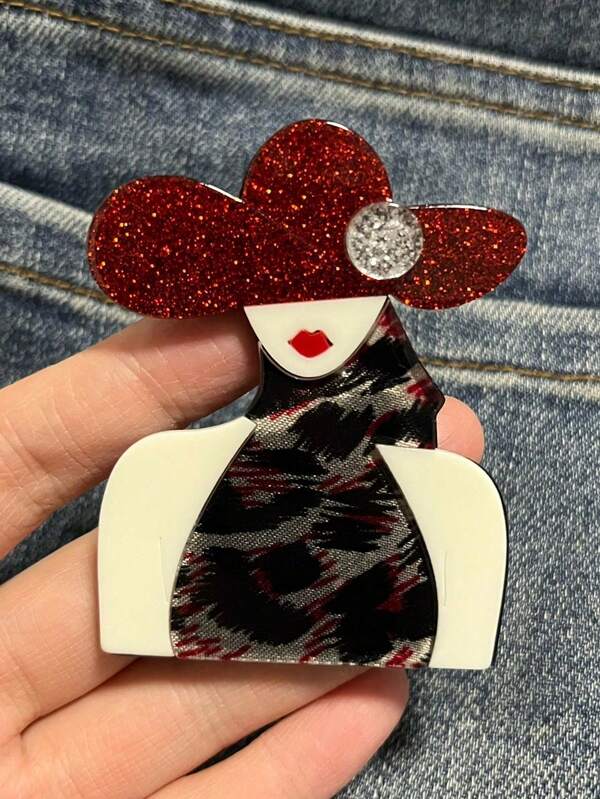 1pc Creative Acrylic Cartoon Girl Brooch, Fashionable & Elegant Women's Brooch, Best Birthday Gift For Friends