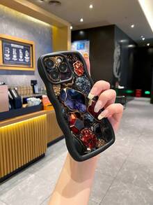 1个红蓝玛瑙宝石防震波浪纹手机壳，UV印刷，兼容/Galaxy/Moto/Moto - 黑色 - 查看 3