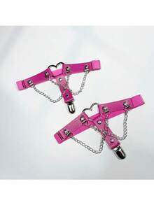 Women's Leg Garter, Punk Rivet PU Leather Sock Suspender, Leg Decor Garter Belt - Multicolor - View 8