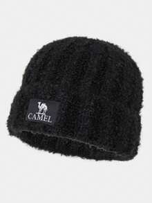 CAMEL CROWN Women's Wool Knit Hat, Warm And Windproof For Winter Home Wear, Autumn/Winter Windproof Cap, Face Wool Hat - Black - View 4