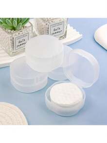 20pcs Small Transparent Plastic Round Holder - Portable Cosmetic Pad & Makeup Remover Organizer, Sealed Travel Design For Brushes, Balls, Beads - Durable Bathroom & Vanity Storage, Makeup Remover Holder, Smooth Finish, Transparent Storage Box Transparent Plastic Round Holder - Multicolor - View 7