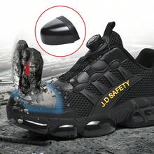 2025 New Breathable Mesh Letter Rotary Button Unisex Casual Work Shoes, Outdoor Construction Site Shoes, Plus Size