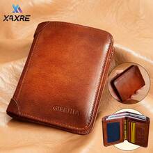 XAXRE 男士顶级真皮三折钱包，带身份证窗口，RFID 防盗刷，大容量，翻盖式身份证夹层 - 浪漫情人节男士礼物 - 真皮材质 - 适合日常使用 - 父亲节及商务人士的完美礼物