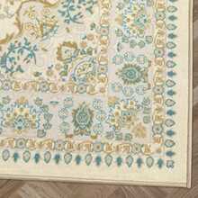 Antep Rugs Alfombras Oriental - Alfombras tradicionales antideslizantes de 2 x 4 pulgadas (antideslizantes) de perfil bajo con respaldo de goma para cocina (verde, 2 pies 3 pulgadas x 4 pies)(5' x 7' Azul beige) - Tipo 17 - Ver 4