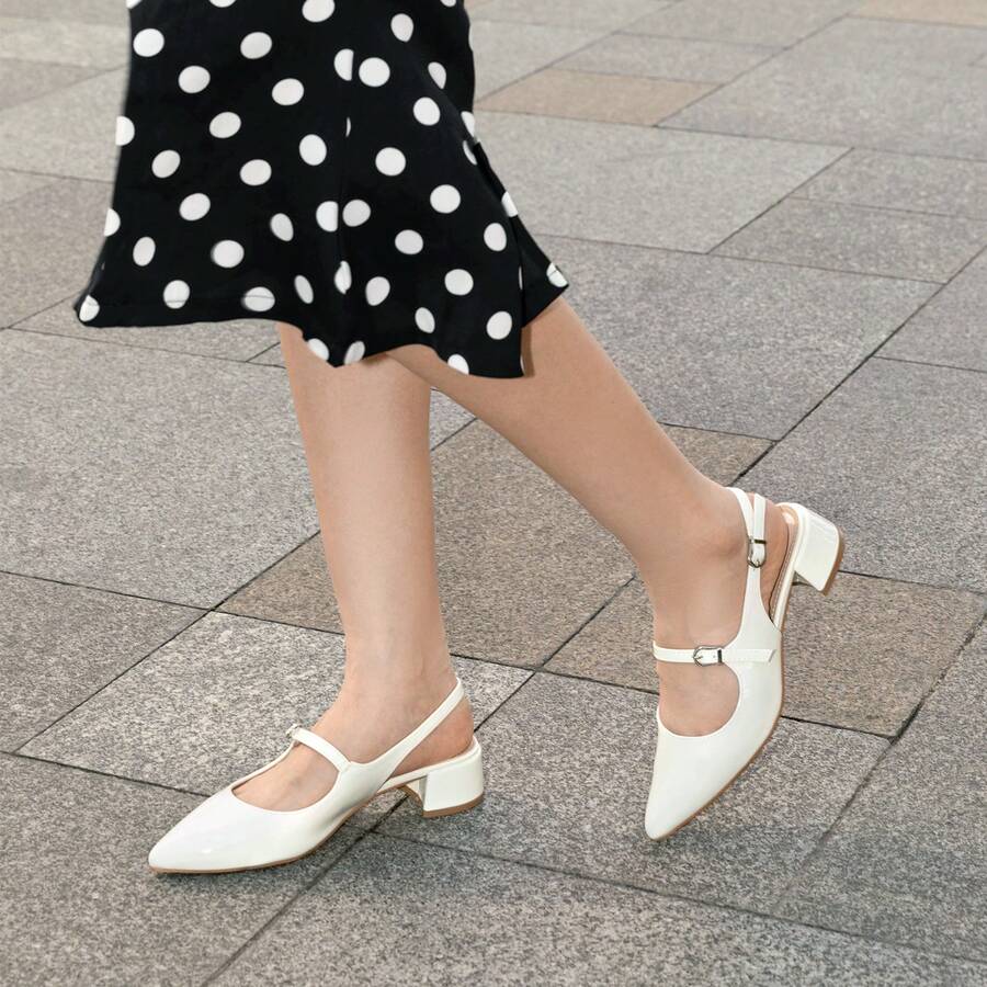 WEIDE Zapatos de tacón medio destalonados para mujer – Punta fina con metal, elegantes y cómodos, ideales para oficina y eventos sociales
