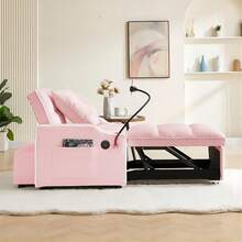 Convertible Sleeper Chair Sofa Bed Adjustable Pull Out Sleeper Chair Bed Multi-Pockets Folding Sofa Bed For Living Room Bedroom Small Space,3-In-1 Sofa Bed(PINK) - Hồng - Xem 7
