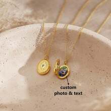 Custom Personalized Vintage Locket Necklace, Custom Picture Locket Necklace, Grandma Necklace, Christmas Gift, Best Friend Gift For Her, Anniversary - Gold - View 1