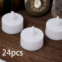 24 件/6 件小茶灯 LED 无焰蜡烛暖光蜡烛家居装饰简约小灯夜灯圣诞节情人节节日蜡烛户外派对装饰