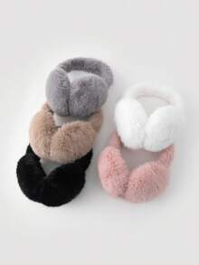 1pc Kids' Foldable Cute Plush Ear Muffs, Warm And Windproof For Cycling And Skiing In Autumn And Winter