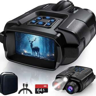 4K Night Vision Goggles For Adults, 2000FT Infrared Night Vision Binoculars With 64GB Card, Tactical Light, 8X Digital Zoom For Outdoor, Camping And Travel