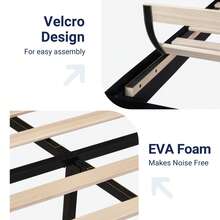 Allewie FULL/Queen/King Size Platform Bed Frame With Velvet Upholstered Headboard And Wooden Slats Support, Fully Upholstered Mattress Foundation/No Box Spring Needed/Easy Assembly, Black - 黑色 - 查看 4