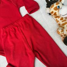 Baby 2-Piece Set: Long-Sleeved Bodysuit And Footed Pants, 100% Cotton Suedine Fabric, Maternity Layette, Kids' Romper, Children's Clothing - 紅色 - 查看 4
