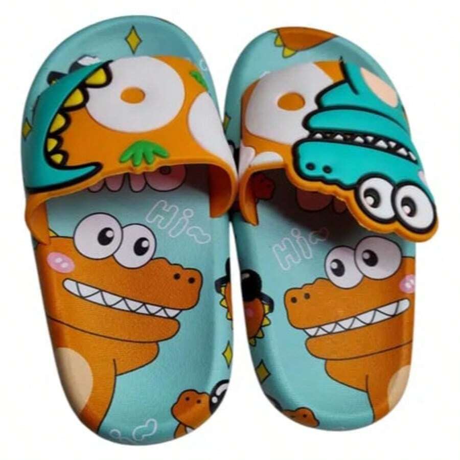 Sandalia infantil con dibujos animados, Sandalia para niños y niñas con diseños de cocodrilo, punta semi redonda y suela blanda de alta calidad, las más chic para viajar e ir a la playa. - Verde - Ver 1