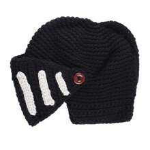 1pc Hand-Knitted Roman Gladiator Crochet Hat, Retro Polyester Blended Skull Cap, Winter Knight Mask Hat, Cycling Warm Hat, Warm And Comfortable, Machine Washable, Suitable For Daily Commuting, Outdoor Jogging, Hiking, Holiday Parties, Role-Playing, Creative Holiday Gift - Multicolor - View 10