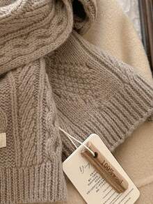 新款秋冬氛围围巾，女士款，100%羊毛针织保暖围脖，韩版复古舒适款