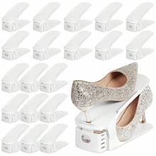 10个装鞋槽收纳架，3层灵活可调节鞋架，套入式鞋架，双层鞋托盘收纳架，3种不同高度，节省空间的鞋架（白色） - 彩色 - 查看 6