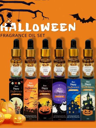 10ML Aromatherapy Essential Oil,Aromatherapy Oil,Long-Lasting Fragrance,For Air Humidifier,Aromatherapy Machine,Room,Living Room,Halloween Decoration,Halloween Gift,Christmas,Easter (Chocolate Pumpkin Pie,Caramel Apple,Apple Cider,Caramel Popcorn,Ghost Spice,Witch Brew)