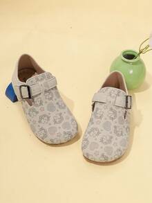 Kids Cartoon Print Graffiti Leather Shoes, Closed Toe Casual Slip-On Shoes, Spring 2025 New Arrival, Unisex - Beige - View 2