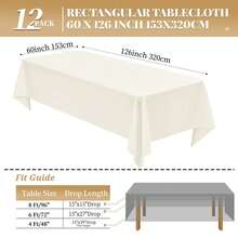 Lumaycens 12 Pack Ivory Tablecloth 60x126 Inch Table Cloths Rectangle Ivory Polyester Farbic Tablecloths For 8 Foot Table Washable Cream Table Cloth Rectangular For Wedding Party - Marfil - Ver 2