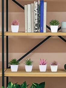 Bộ 1/6 cây xương rồng mini nhân tạo, thích hợp trang trí nhà cửa, phòng khách, bàn, bệ cửa sổ, bàn làm việc, quà tặng Ngày của Mẹ, tiệc cưới. - Bột xanh - Xem 12