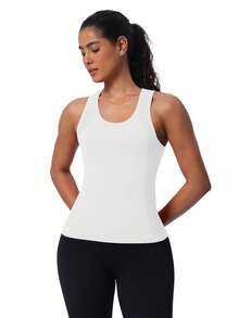 Training Racerback Tank Gym Wear Medium Impact Running Workout Quick Dry Moisture Wicking Cool Feeling - trắng - Xem 3