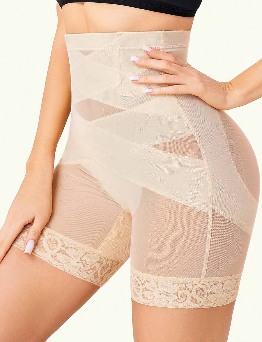 Nebility Tummy Control Butt Lifting Shapewear Shorts For Women - High Waisted Body Shaper Shorts With Thigh Slimmer, Sculpting Shaper Panties - 米色 - 查看 1