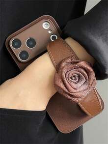 Ốp lưng điện thoại sang trọng màu nâu họa tiết hoa hình lưỡi liềm, tương thích với iPhone 17 Pro Max, 17 Pro, 17, 16, 15, 14, 13, 12, 11 Pro Max Plus, kiểu dáng thanh lịch và mềm mại dành cho nữ. - màu nâu - Xem 2