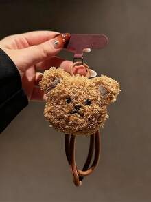 1条可爱卡通熊手机挂绳，短款毛绒腕带，可夹在手机壳上，用途广泛，可用于相机、耳机等，经久耐用，时尚美观，适合女性。 - 彩色 - 查看 3