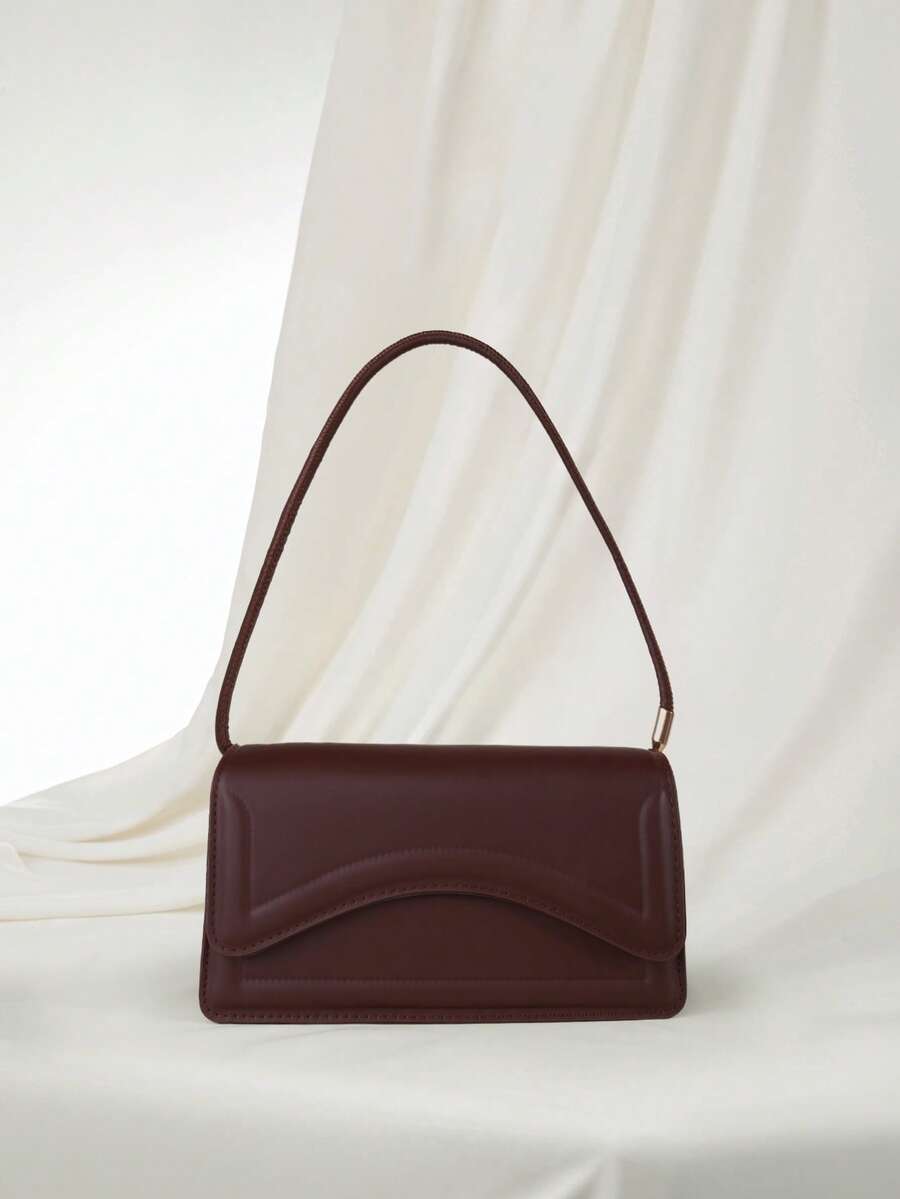 Clariva Bolso de hombro vintage y retro de unicolor, minimalista y elegante, un regalo de Navidad - Marrón - Ver 1